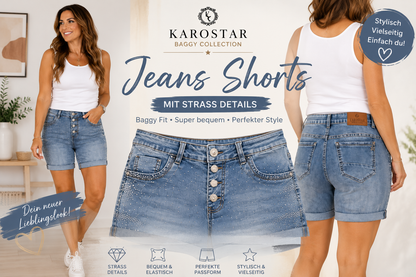 ✨ Karostar Jeans Shorts mit Strass – Dein funkelnder Sommer-Look! ✨
