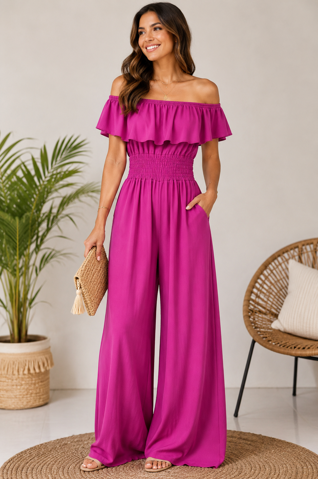 Jumpsuit lang mit Volant – Sommerlich, feminin & bequem