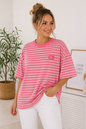 Gestreiftes Oversize-Shirt mit Neon-Detail