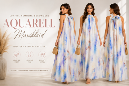 ✨ Aquarell-Maxikleid mit Schleife hinten ✨