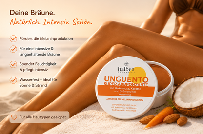 ☀️ Superbräunende Salbe mit Kokosnuss, Karotte & Süßmandelöl – 100 ml ☀️