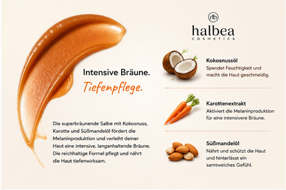 ☀️ Superbräunende Salbe mit Kokosnuss, Karotte & Süßmandelöl – 100 ml ☀️