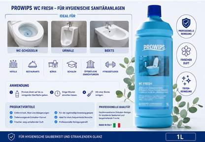 ProWips WC Fresh – Duftender Entkalker-Reiniger für WC, Urinale & Bidets (1 L)