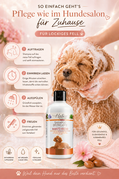 Entwirrendes Hundeshampoo für lockiges Fell mit Argan 500 ml