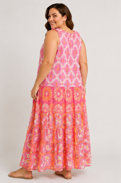 🌸 Boho Maxi Kleid – Sommerliebe in Pink 🌸
