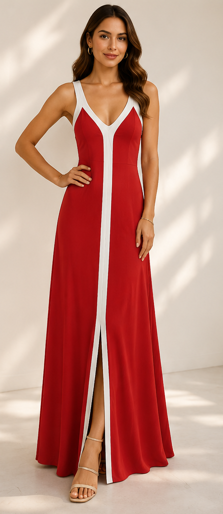 Maxikleid „Summer Glow“ – Braun/Weiß 🤎✨