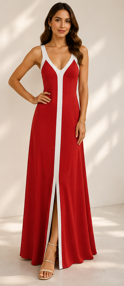 Maxikleid „Summer Glow“ – Braun/Weiß 🤎✨