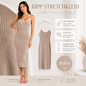 🤍 Ripp-Strick Stretchkleid – Beige/Creme 🤍