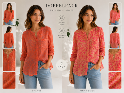 Leo-Blusen Doppelpack – 2 Farben, 1 Preis 🩷🧡