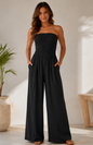 Eleganter Bandeau Jumpsuit aus Viskosemischung – Marineblau oder Braun