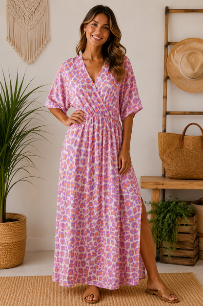 💜🧡 Musselin-Kleid mit Schlitz 🧡💜