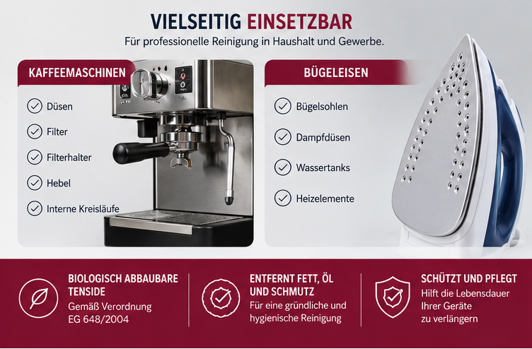Halbea Pulitore Sgrassante – Professioneller Entfettungsreiniger für Kaffeemaschinen & Bügeleisen (1 L)