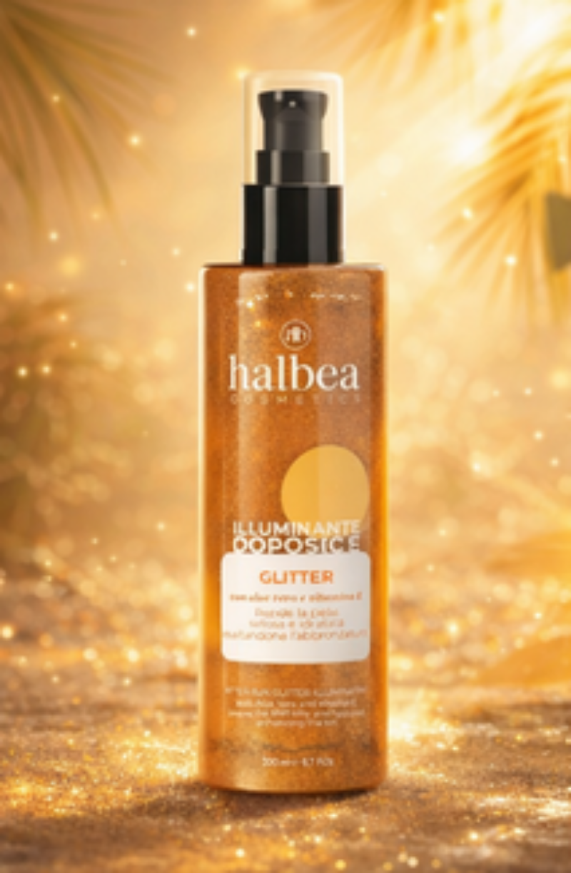 Glitzernder After-Sun-Highlighter mit Aloe Vera und Vitamin E - 200ml