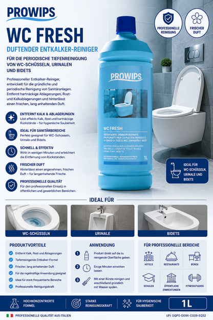 ProWips WC Fresh – Duftender Entkalker-Reiniger für WC, Urinale & Bidets (1 L)