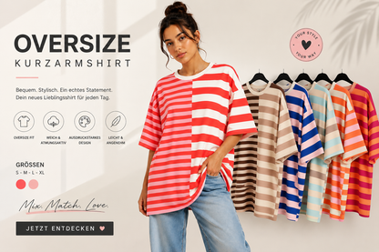 ✨ Oversize Kurzarmshirt – Streifenliebe trifft Trendstyle ✨