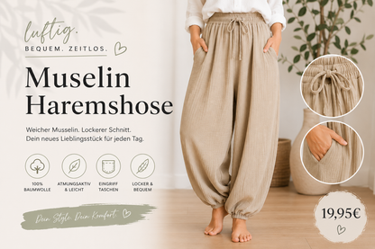 Muselin Haremshose mit Eingrifftaschen 🤍