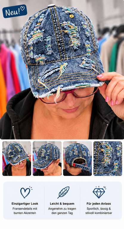 🧢 Distressed Jeans Cap – Dein lässiger Statement-Look 💜