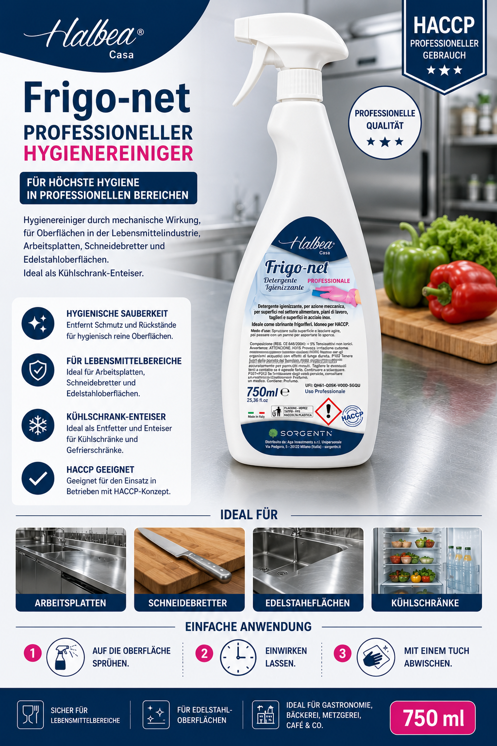 Halbea Frigo-Net – Professioneller Hygienereiniger (750 ml)