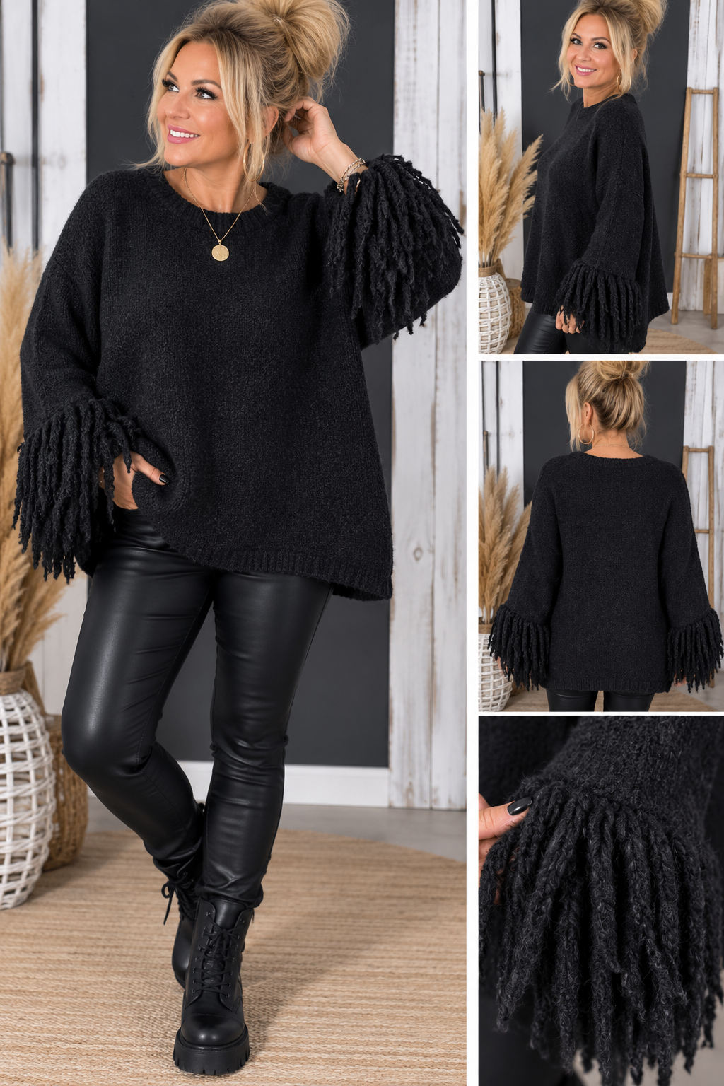 ✨ Kuscheliger Strickpullover mit ausgefallenen Fransenärmeln ✨