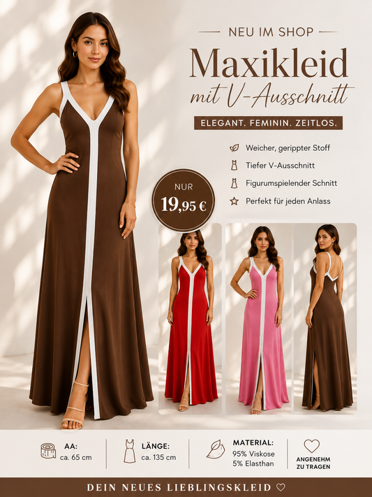 Maxikleid „Summer Glow“ – Braun/Weiß 🤎✨