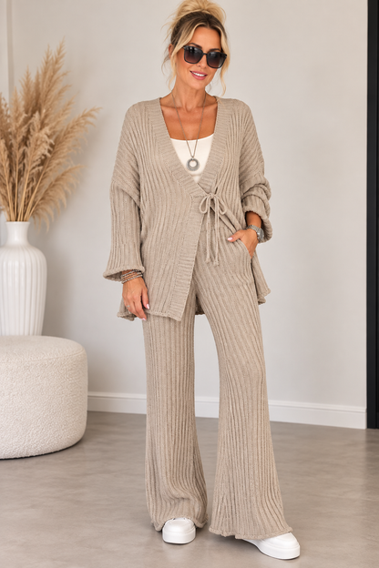Strick 2-Teiler mit variabler Wickeljacke