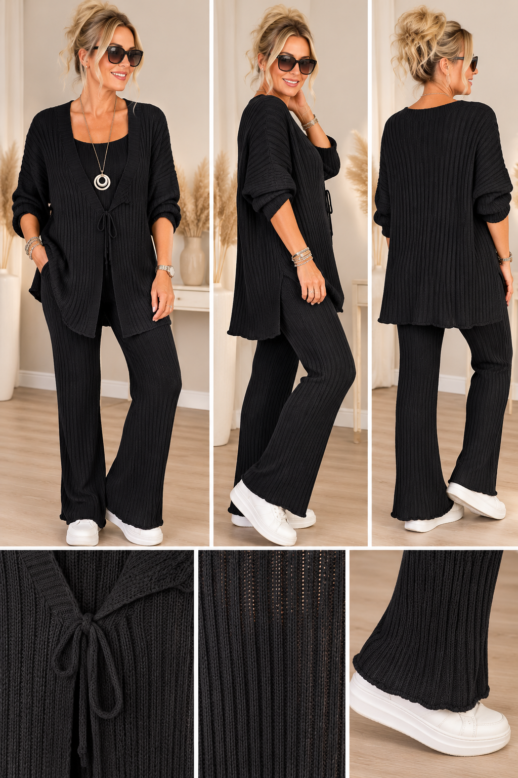 Strick 2-Teiler mit variabler Wickeljacke