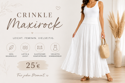 Crinkle-Maxirock  Baumwolle🤍