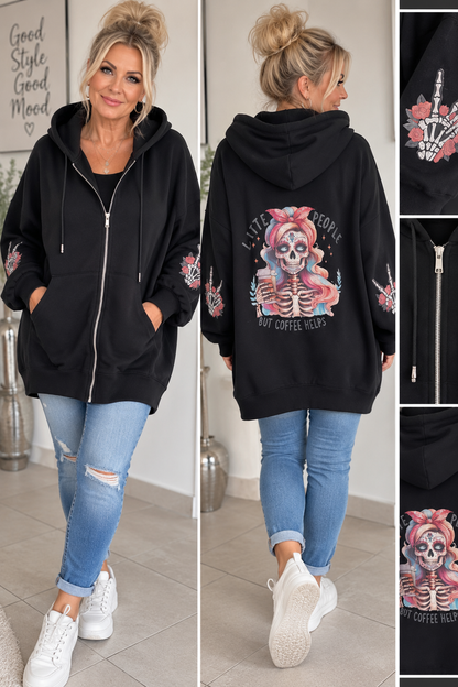 Oversize Sweatjacke „Coffee Girl“ – 100 % Baumwolle | Made in Italy