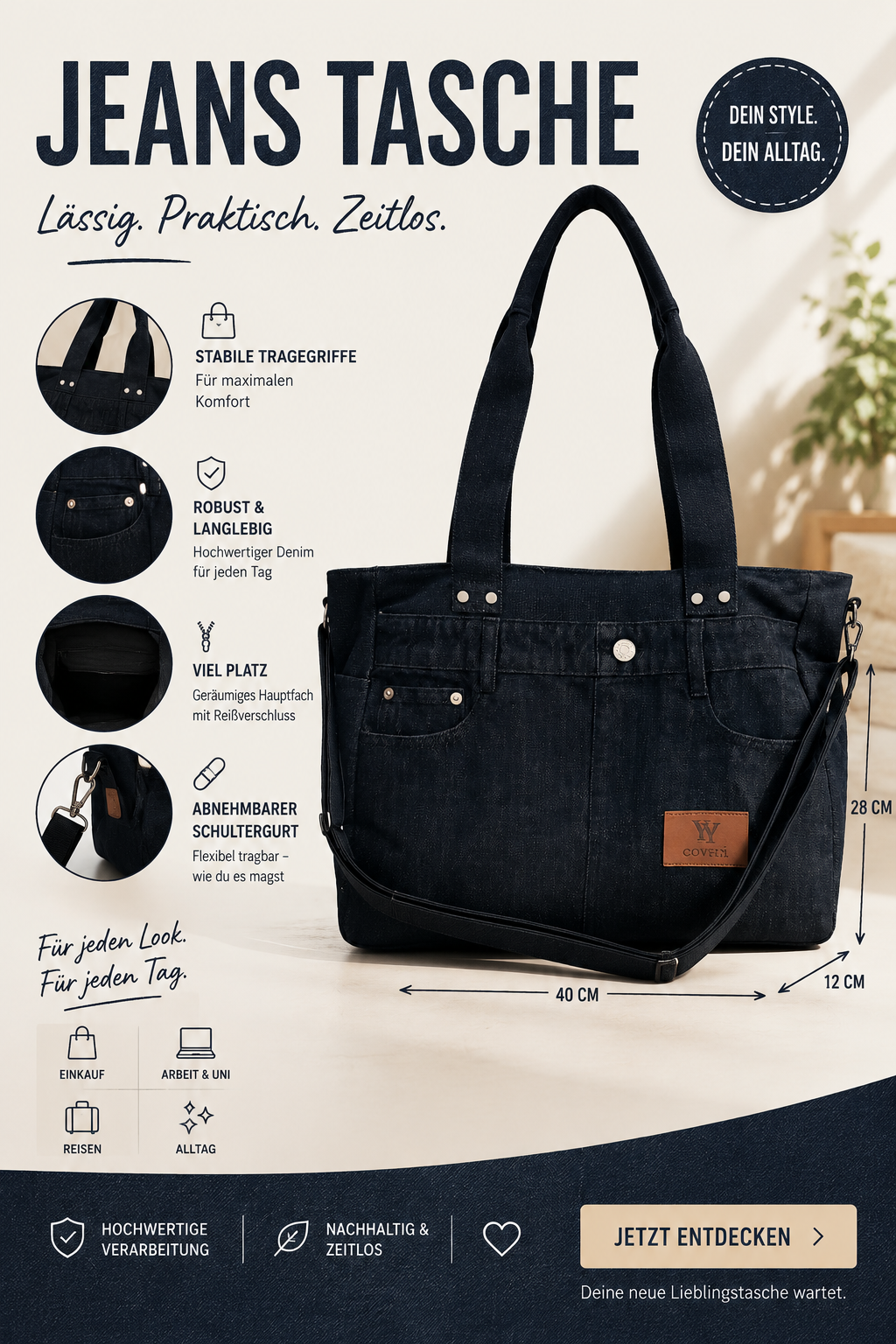 💙 Stylische Jeans-Tasche – dein neuer Alltagsliebling 💙