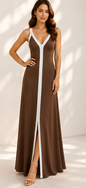 Maxikleid „Summer Glow“ – Braun/Weiß 🤎✨