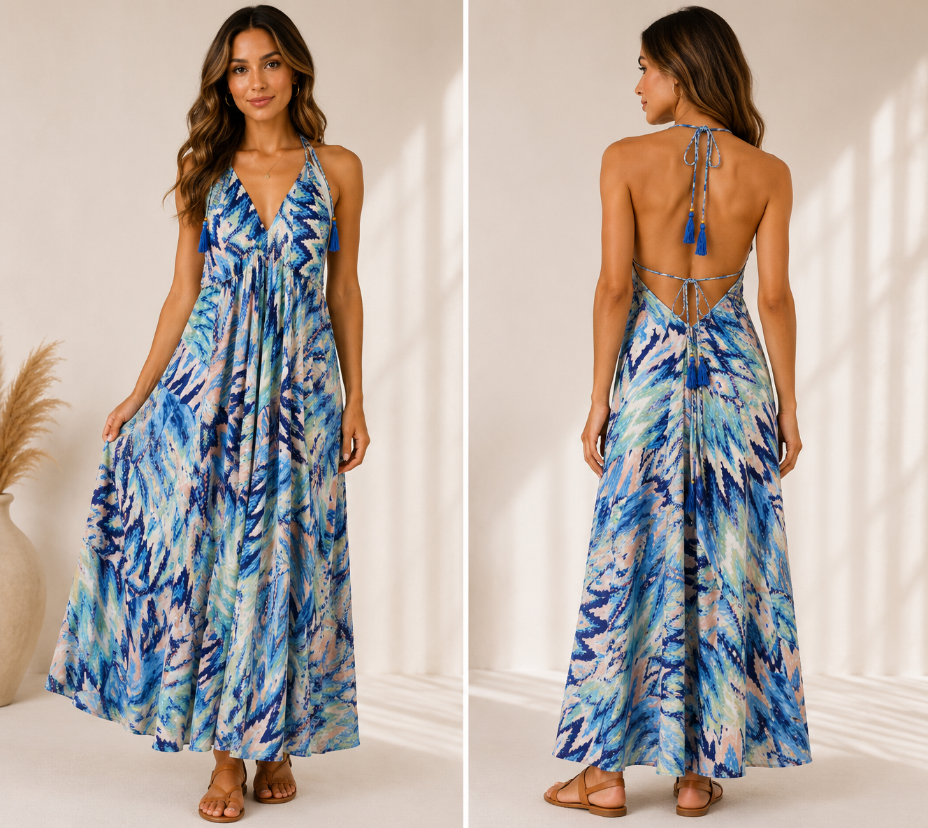 Maxi-Seidenkleid „Ocean Breeze“