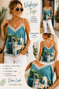 Viskose-Top mit mediterranem Print
