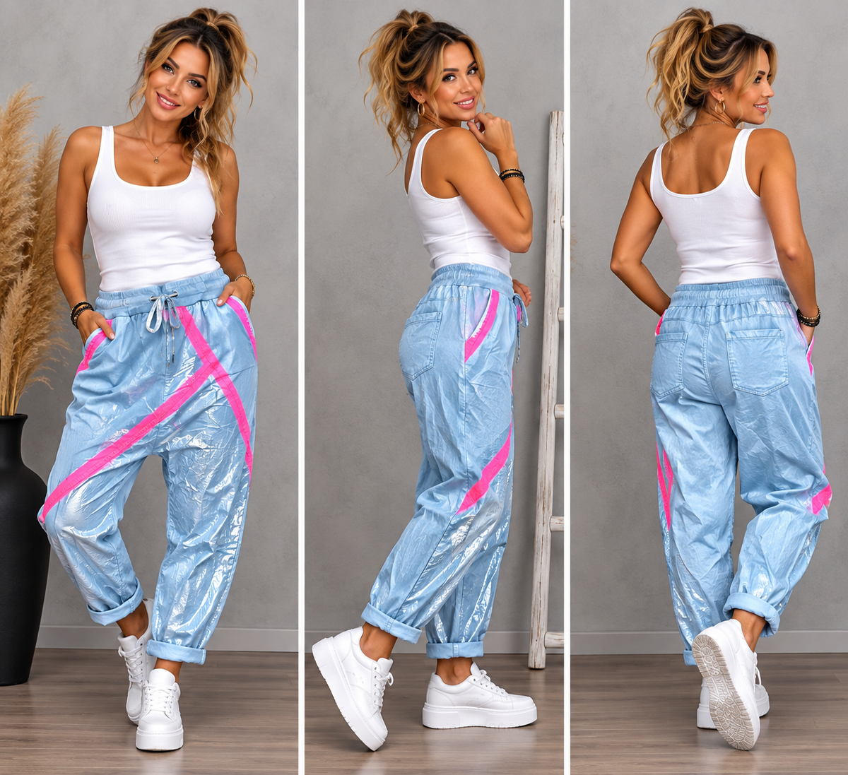 Baggy Hose „Pink X“ – Made in Italy