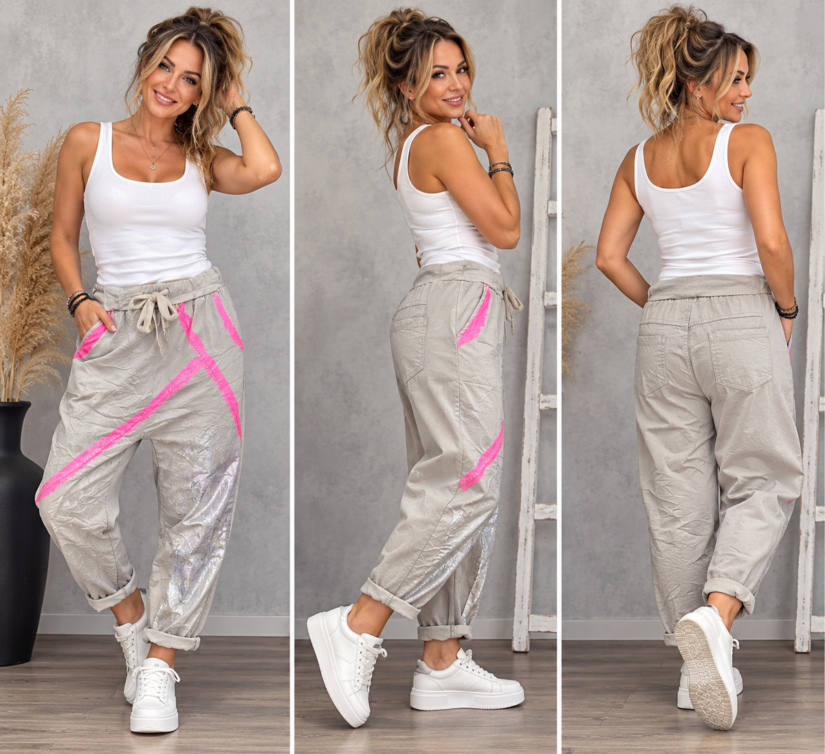 Baggy Hose „Pink X“ – Made in Italy