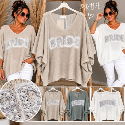 BRIDE Feinstrick-Oberteil – Oversize mit Perlen & Glitzer ✨