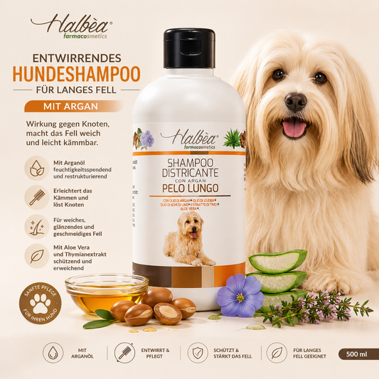 Entwirrendes Hundeshampoo für langes Fell mit Argan 500 ml