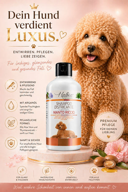 Entwirrendes Hundeshampoo für lockiges Fell mit Argan 500 ml
