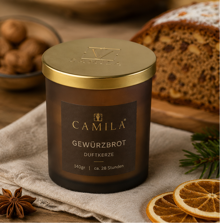 🕯️ Camila Duftkerze „Gewürzbrot“ – 140 g