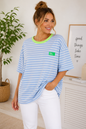 Gestreiftes Oversize-Shirt mit Neon-Detail
