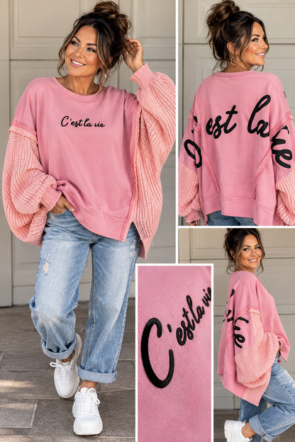 Oversize Pullover „C’est la vie“ – Sweat & Strick Mi