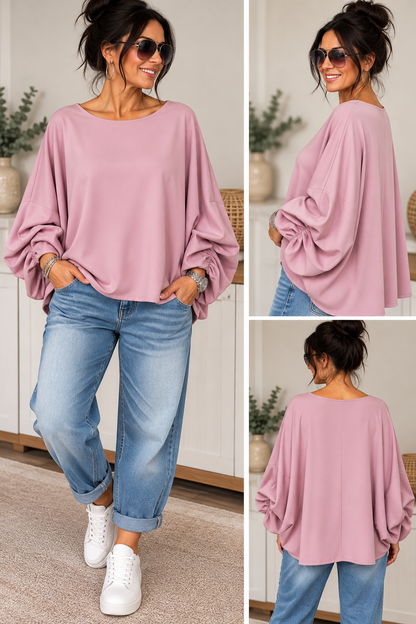 Oversize Oberteil mit voluminösen Ärmeln – Camouflage & Unifarben 💕