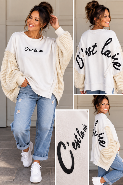 Oversize Pullover „C’est la vie“ – Sweat & Strick Mi
