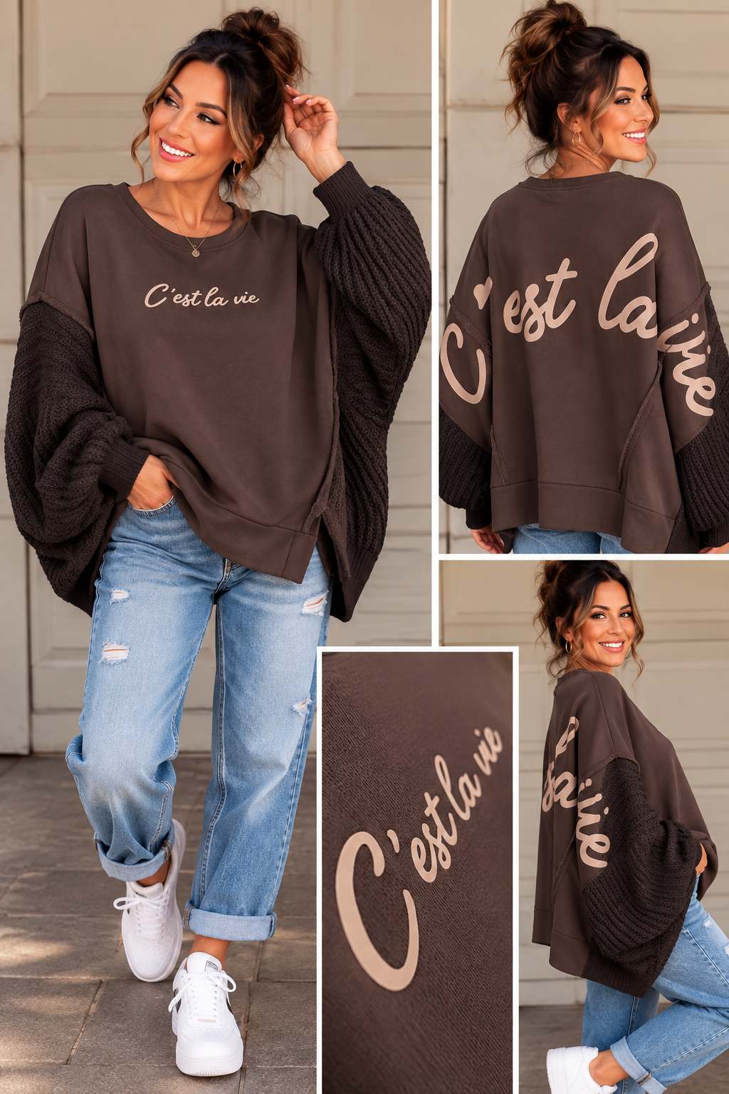 Oversize Pullover „C’est la vie“ – Sweat & Strick Mi