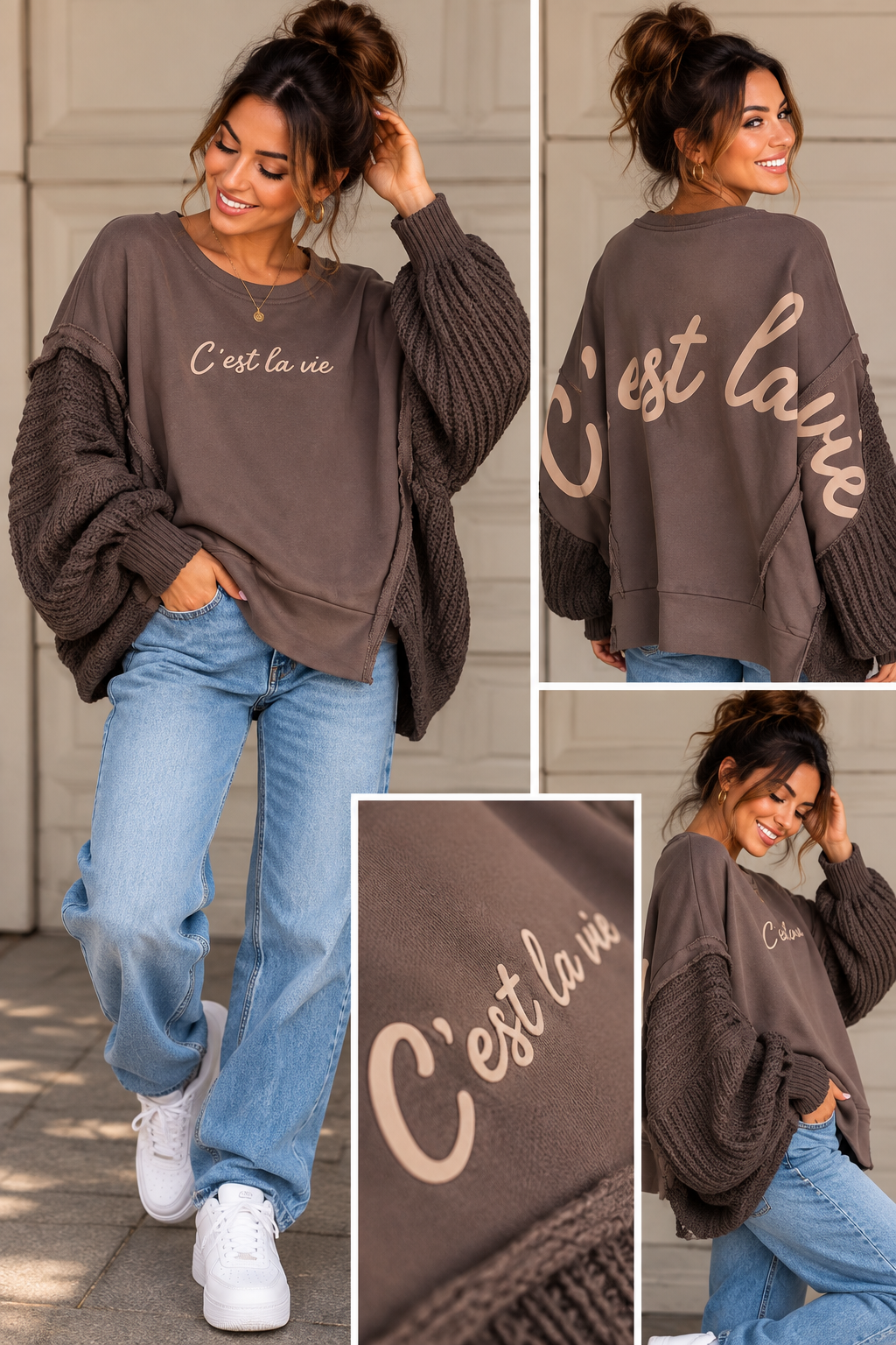 Oversize Pullover „C’est la vie“ – Sweat & Strick Mi