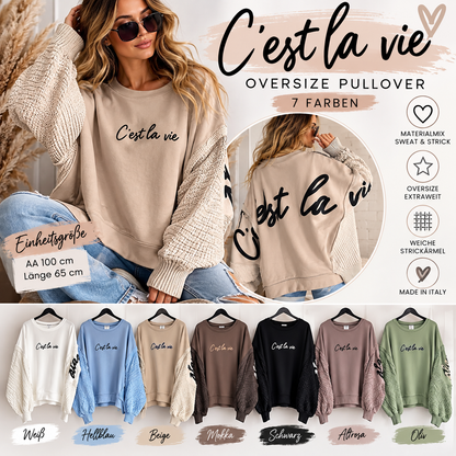 Oversize Pullover „C’est la vie“ – Sweat & Strick Mi