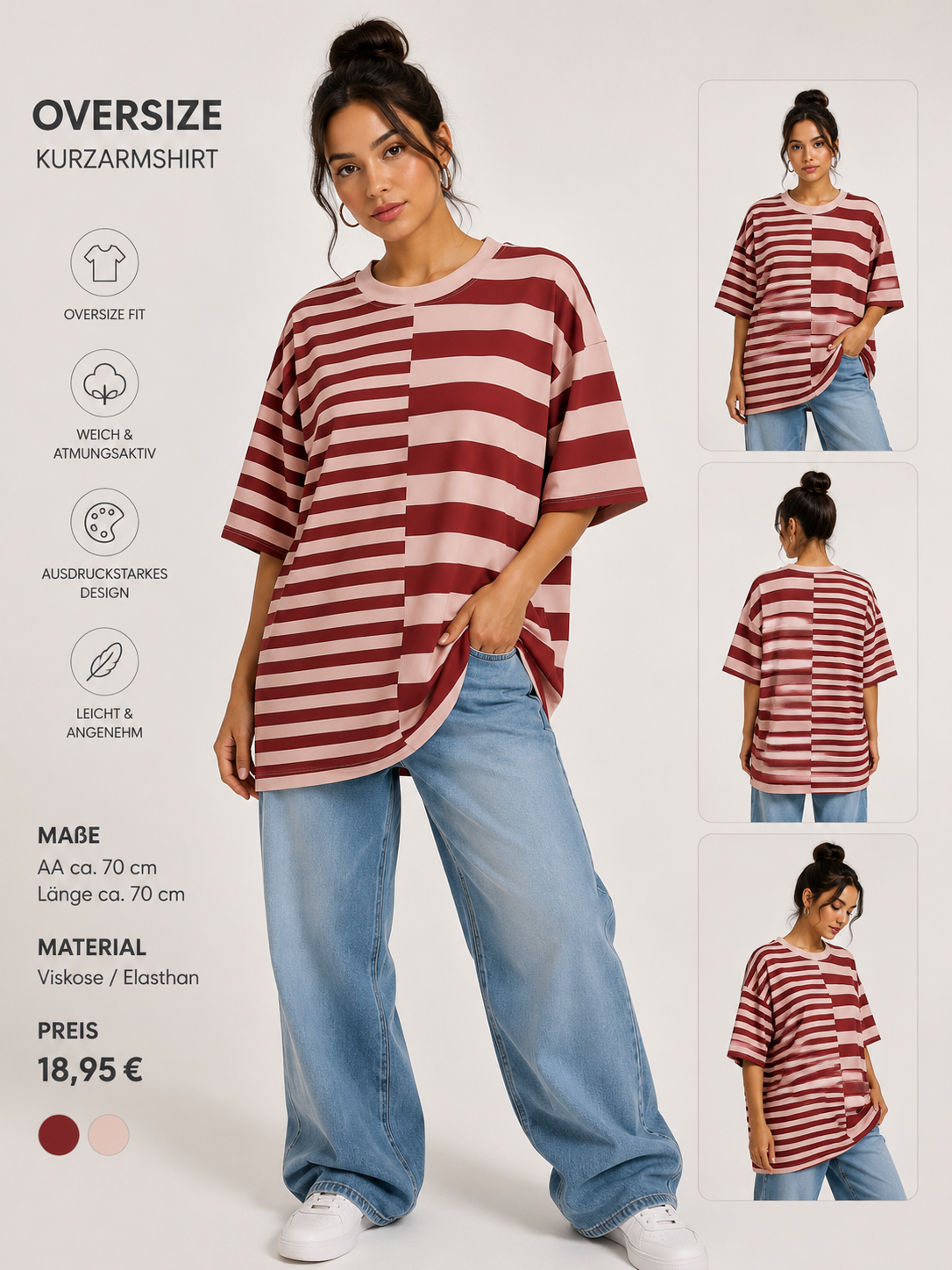 ✨ Oversize Kurzarmshirt – Streifenliebe trifft Trendstyle ✨