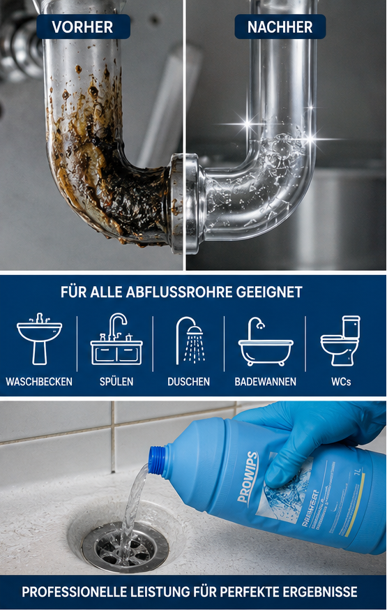 ProWips DrainXpert – Professioneller alkalischer Rohrreiniger 1 Liter