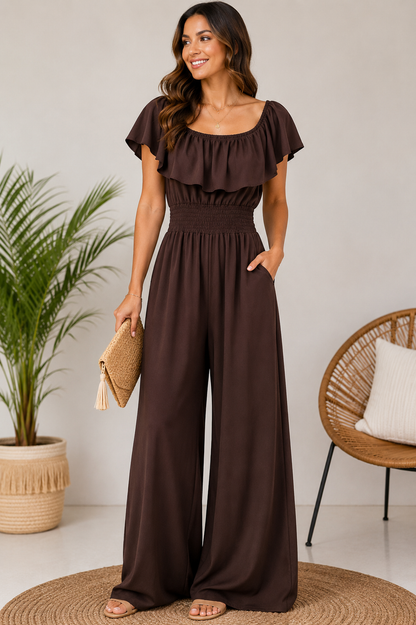 Jumpsuit lang mit Volant – Sommerlich, feminin & bequem