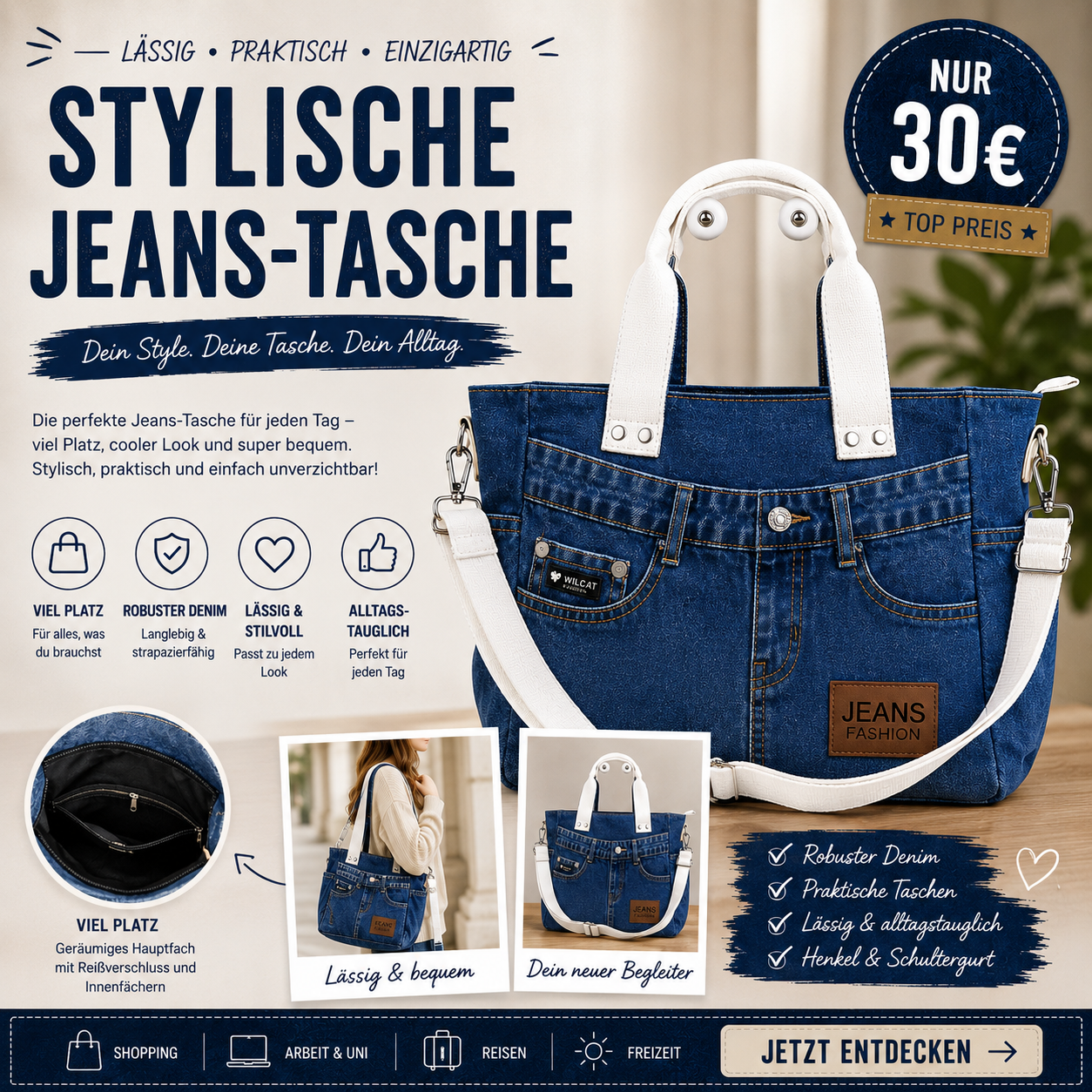 💙 Stylische Jeans-Tasche – dein neuer Alltagsliebling 💙