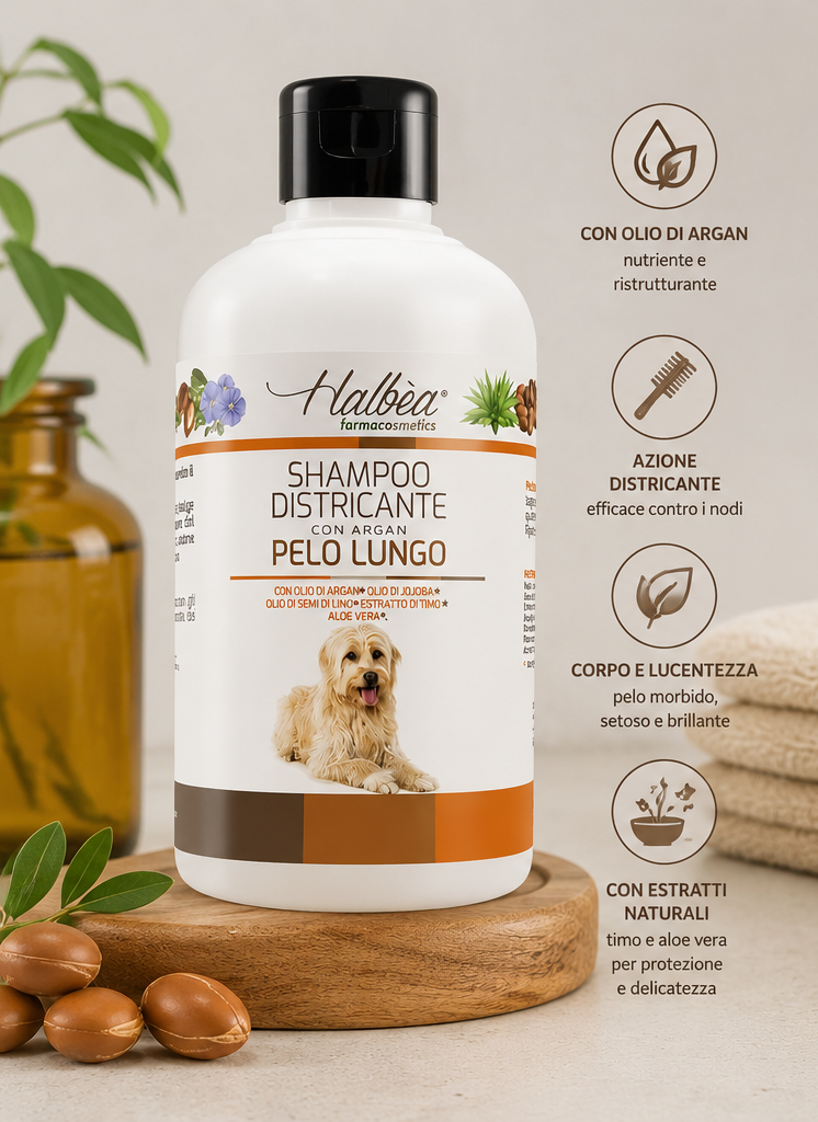 Entwirrendes Hundeshampoo für langes Fell mit Argan 500 ml
